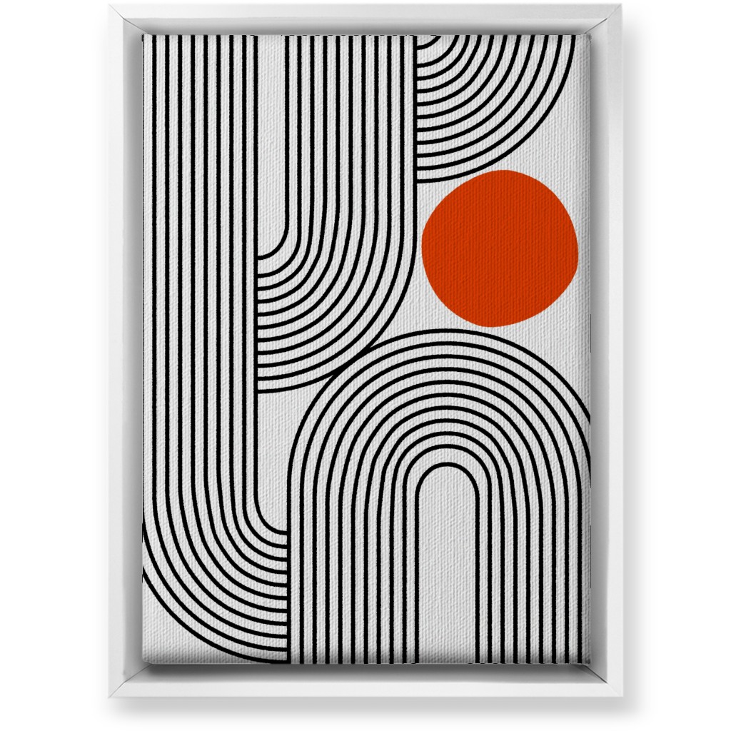Rising Sun Minimal Geometric Lines Wall Art, White, Single piece, Canvas, 10x14, Red