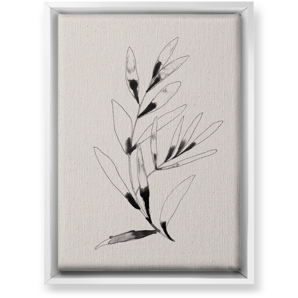Olive Branch Watercolor - Neutral Wall Art, White, Single piece, Canvas, 10x14, Beige