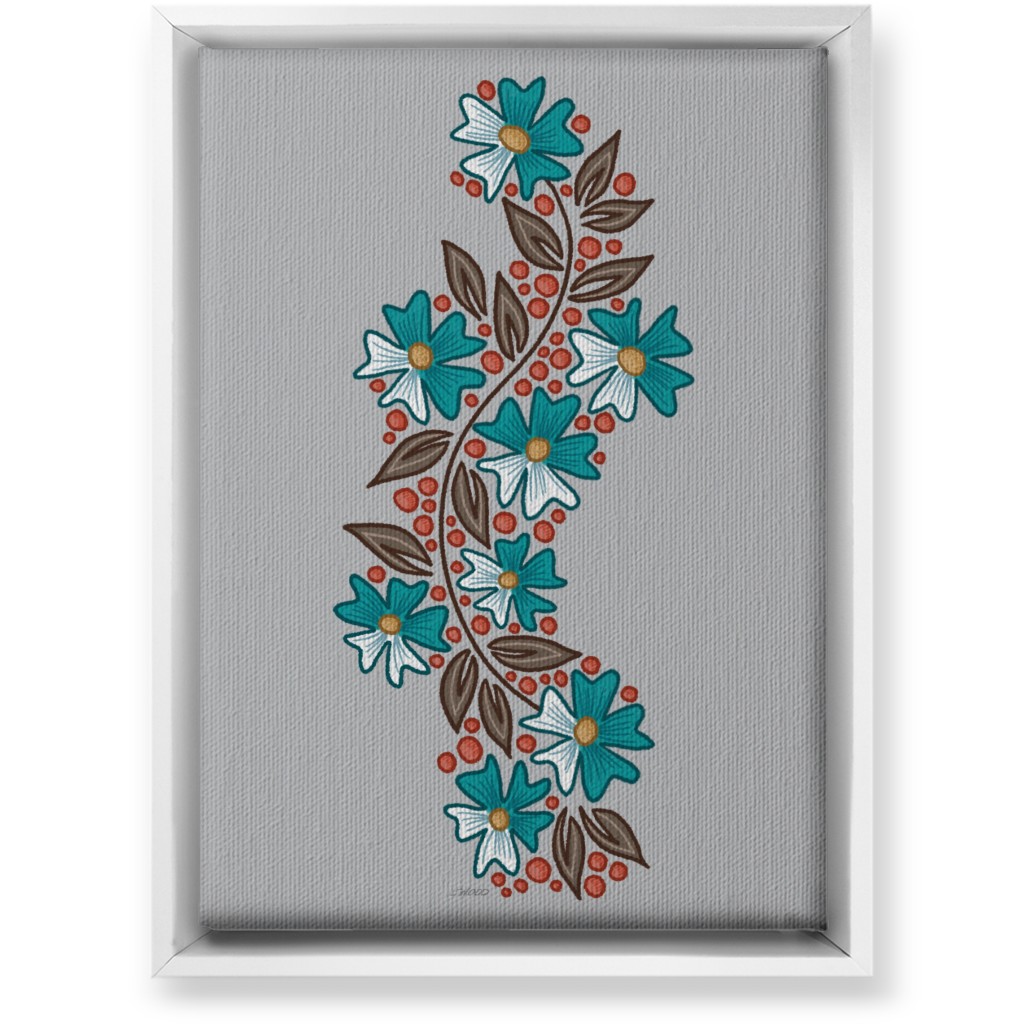 Floral Swish - Multi Wall Art, White, Single piece, Canvas, 10x14, Gray