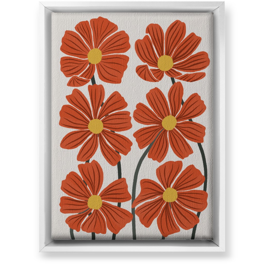 Botanical Cosmos Flowers Wall Art, White, Single piece, Canvas, 10x14, Red, Fawn