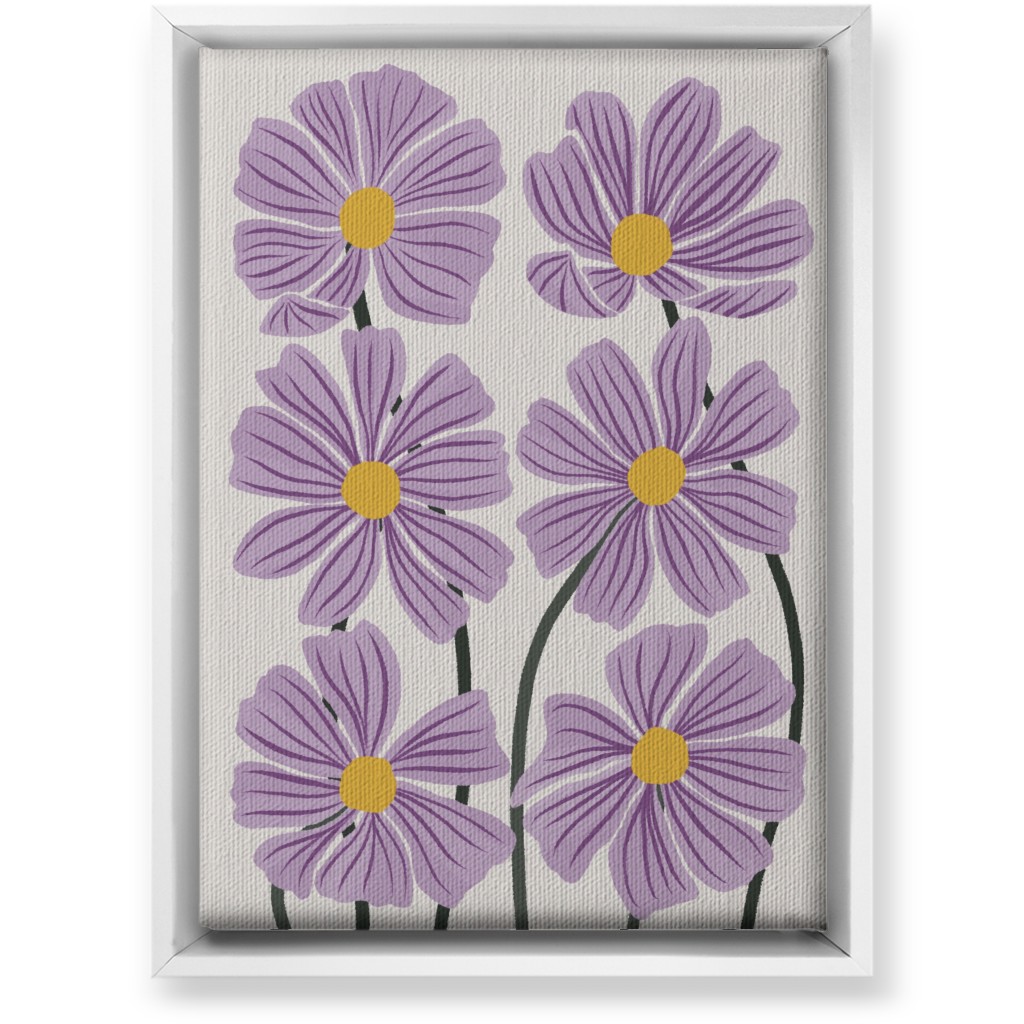 Botanical Cosmos Flowers Wall Art, White, Single piece, Canvas, 10x14, Purple, Violet