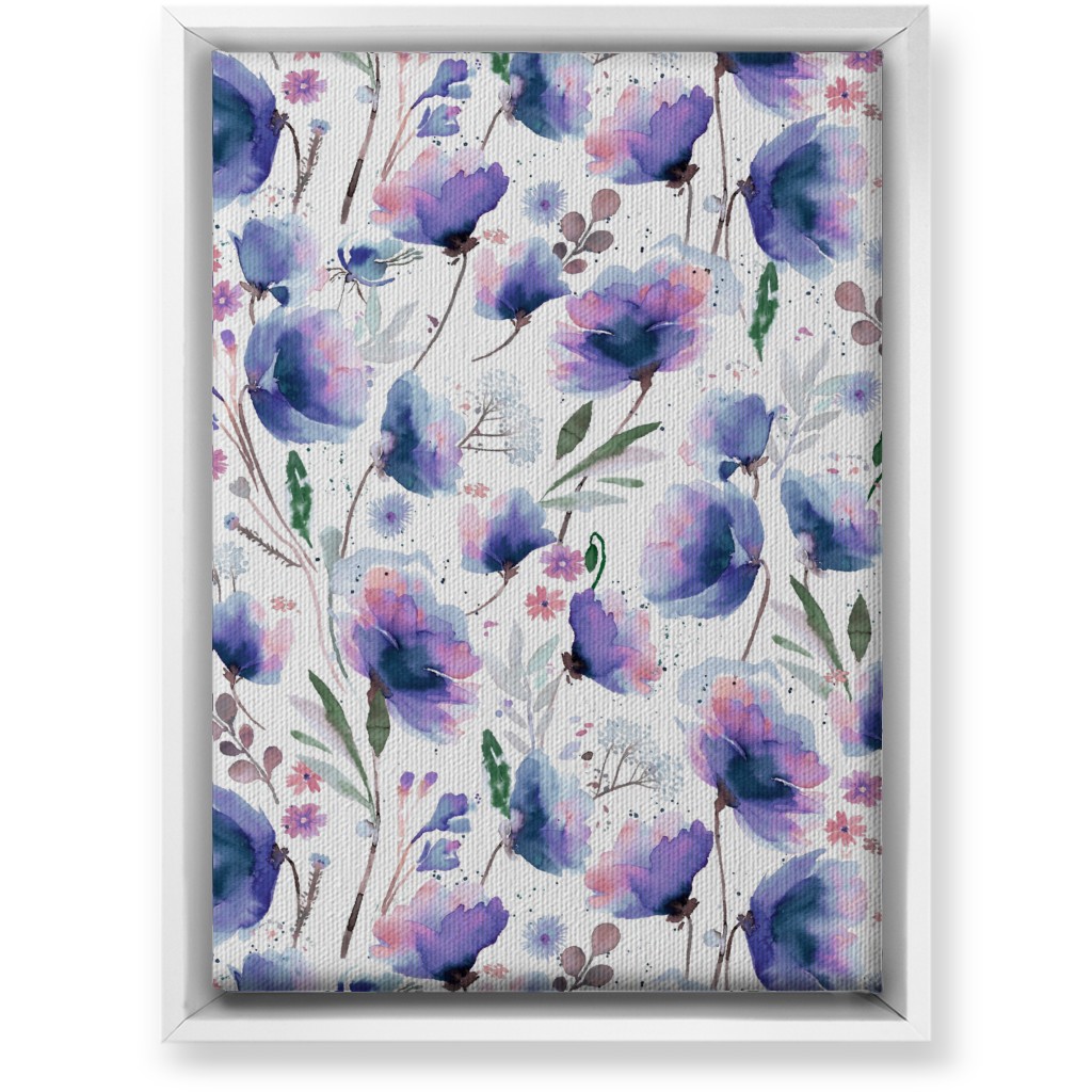 Abstract Poppies - Blue Wall Art, White, Single piece, Canvas, 10x14, Blue, True Blue