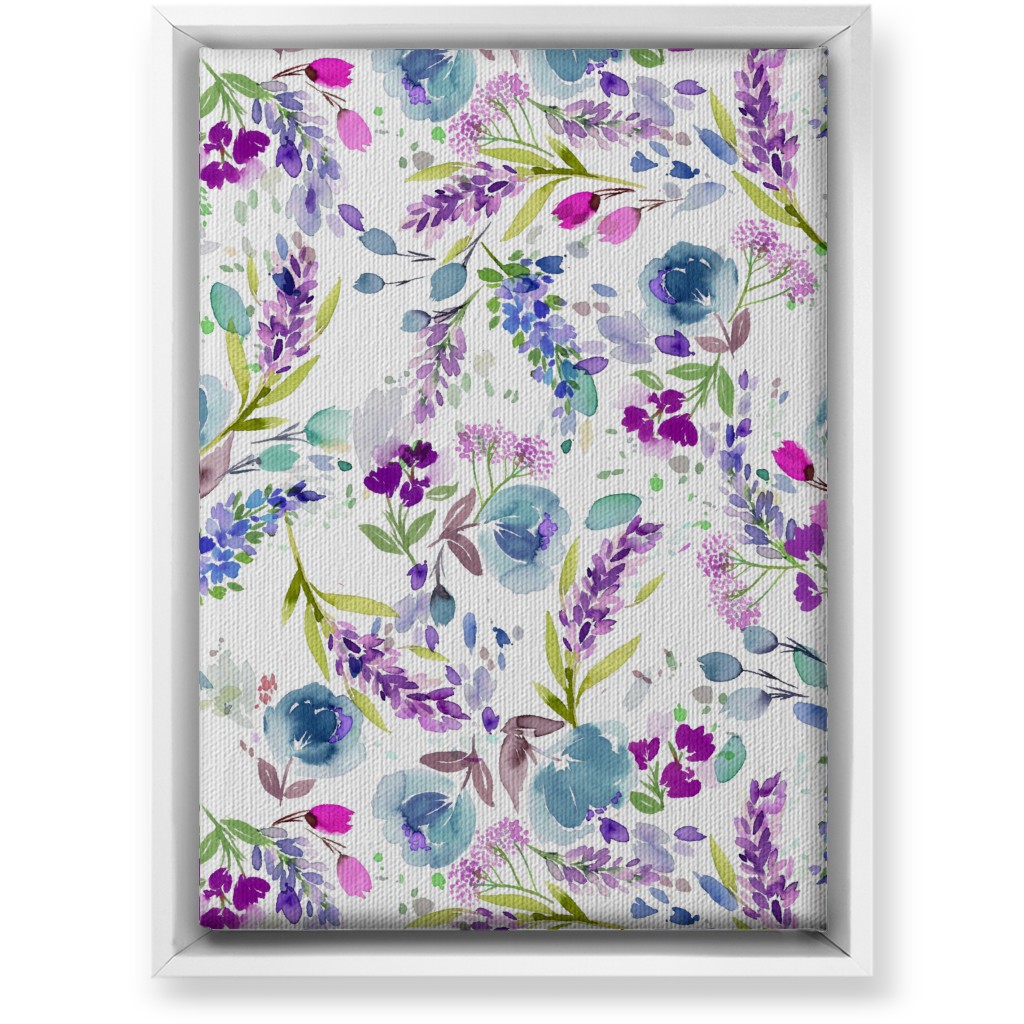 Lavender Bunches - Purple and Blue Wall Art, White, Single piece, Canvas, 10x14, Purple, Purple