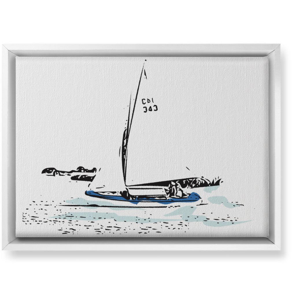 Sailing - White and Blue Wall Art, White, Single piece, Canvas, 10x14, White