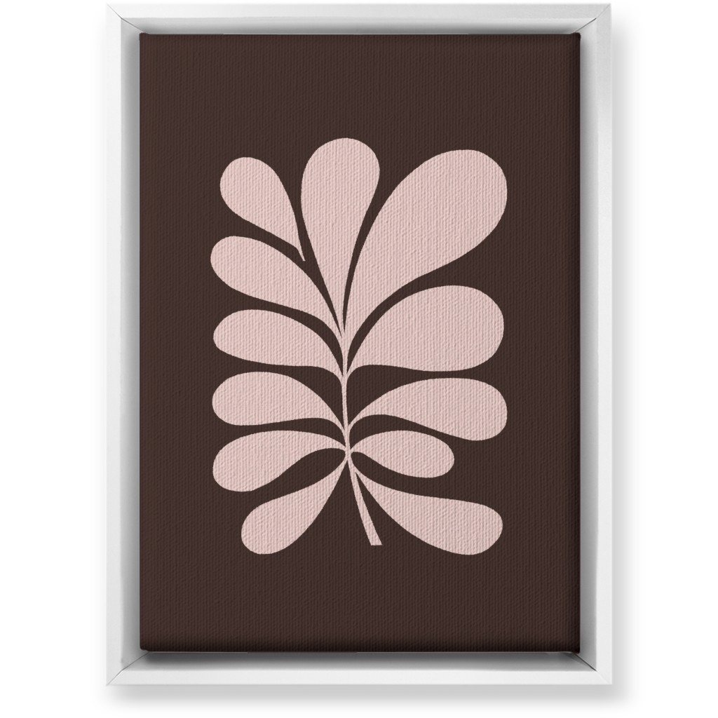 Minimal Foliage - Brown and Pink Wall Art, White, Single piece, Canvas, 10x14, Brown