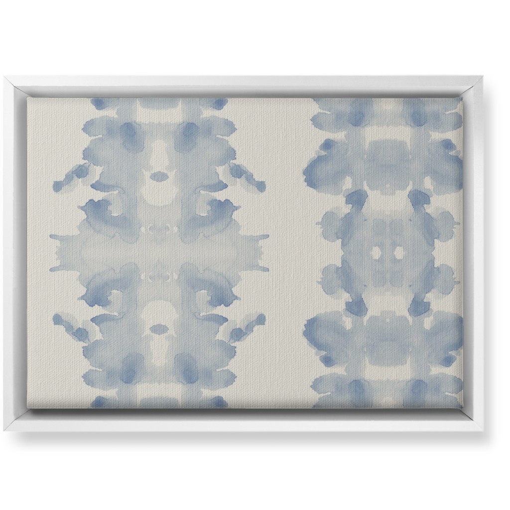 Double Inkblot - Light Blue and Cream Wall Art, White, Single piece, Canvas, 10x14, Blue, True Blue