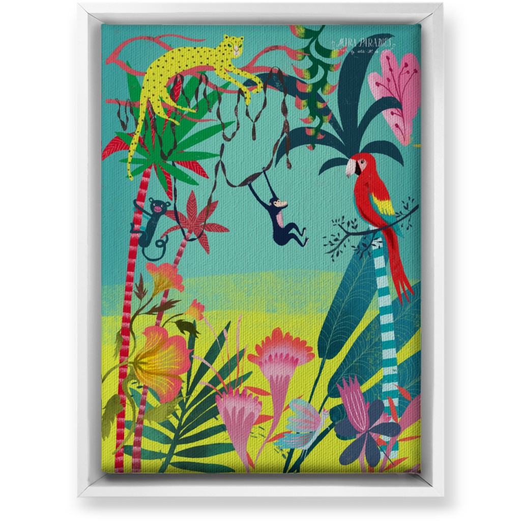 Jungle Animals & Botanical - Multi Wall Art, White, Single piece, Canvas, 10x14, Multicolor