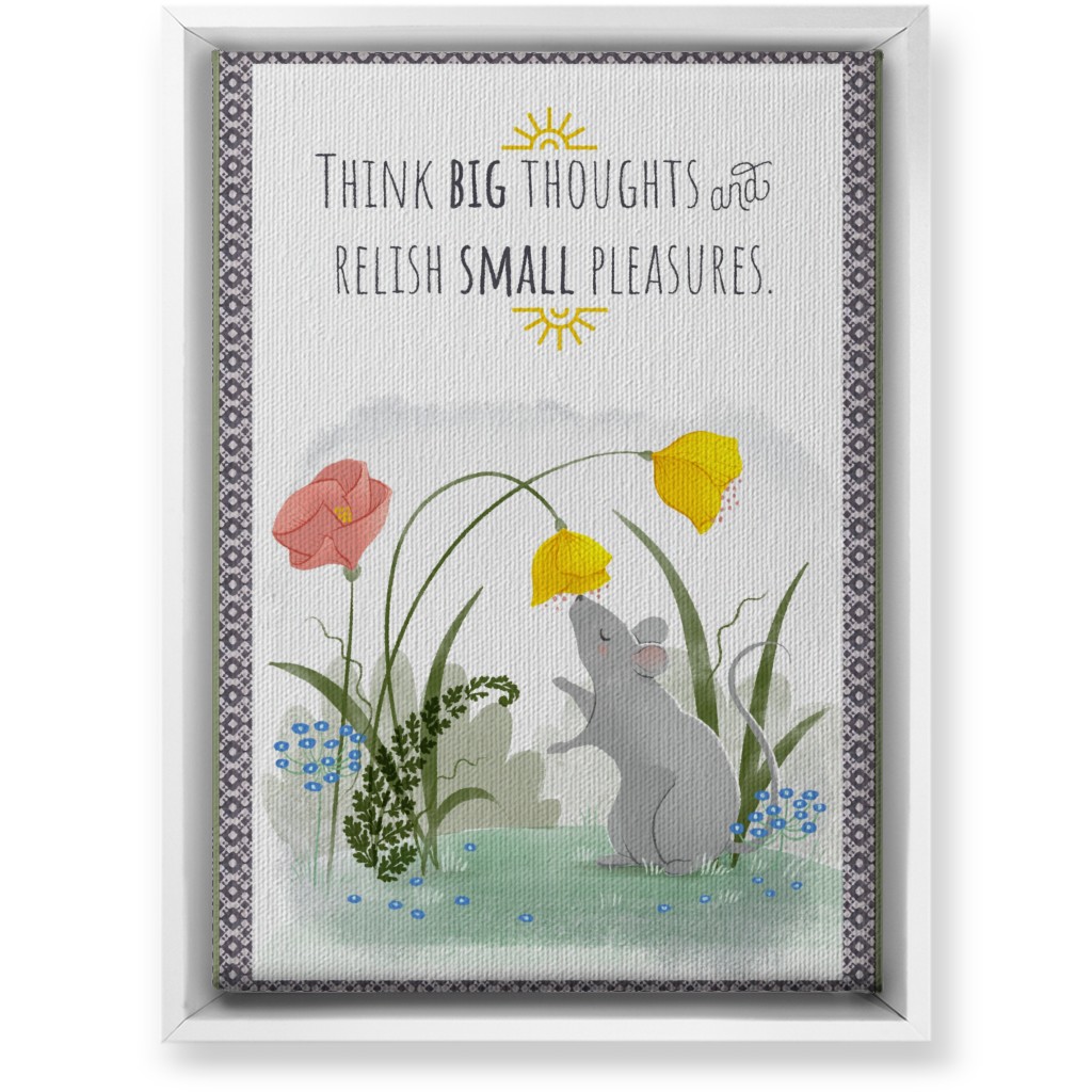 Big Thoughts Small Pleasures Mouse Wall Art, White, Single piece, Canvas, 10x14, Multicolor