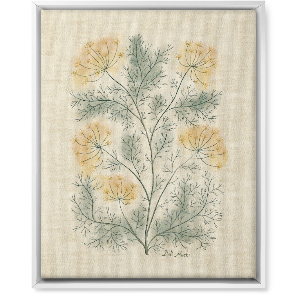 Dill Botanical Illustration Wall Art, White, Single piece, Canvas, 16x20, Beige, Pearl