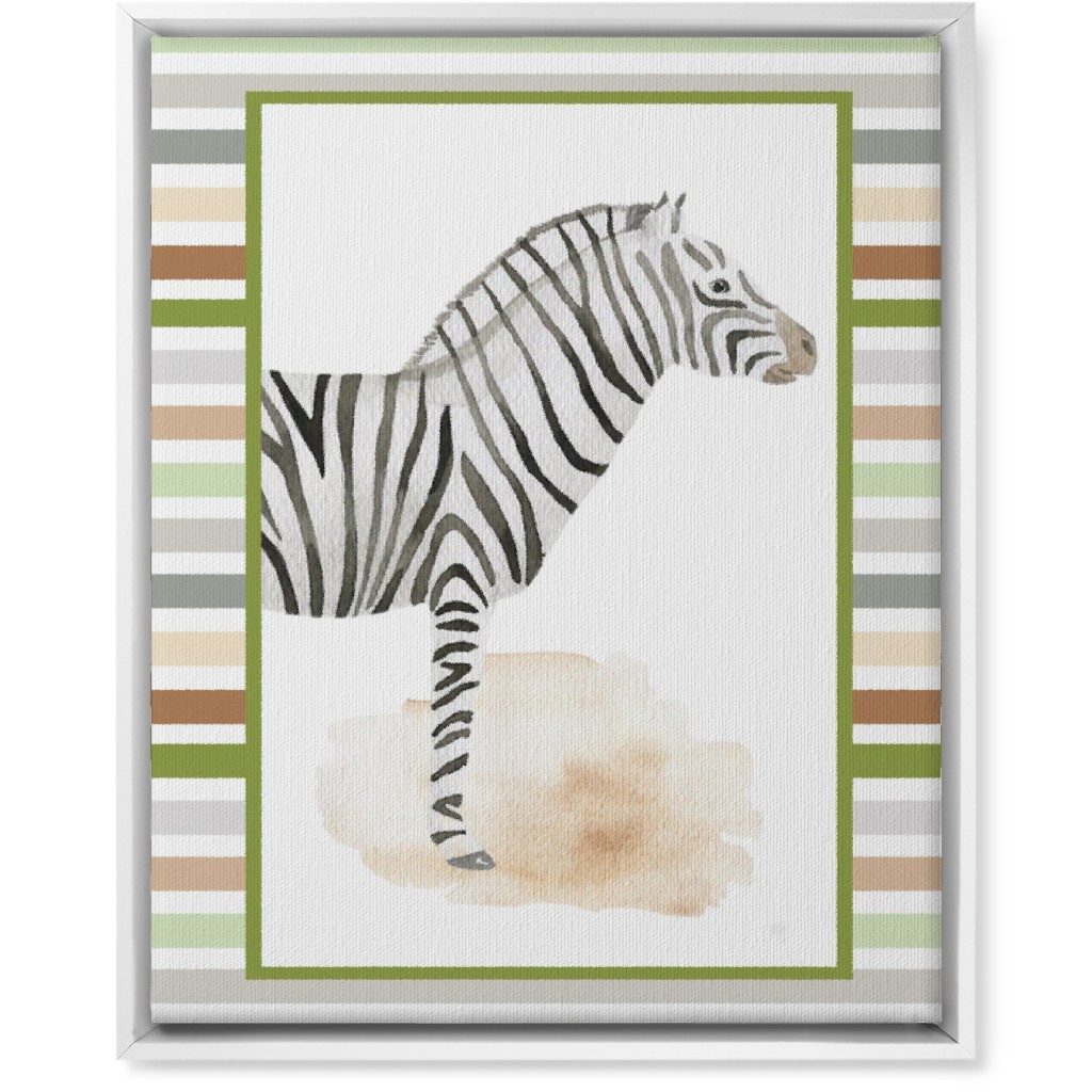 Jungle Safari Animals and Stripes - Zebra Wall Art, White, Single piece, Canvas, 16x20, Multicolor