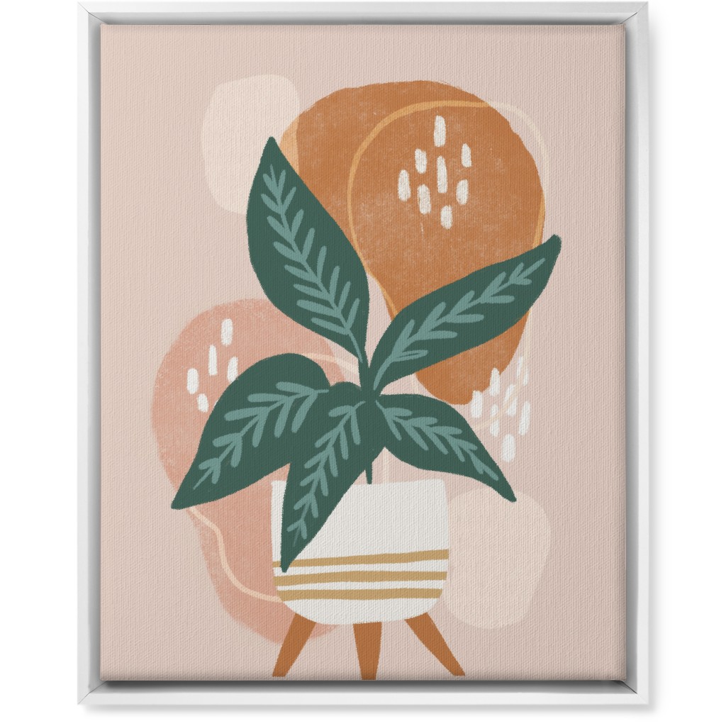 House Plant on Blush Wall Art, White, Single piece, Canvas, 16x20, Pink, Bright Pink