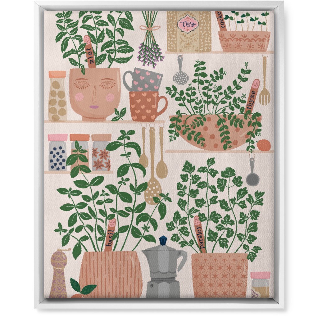 Little Herb Garden in the Kitchen Wall Art, White, Single piece, Canvas, 16x20, Multicolor