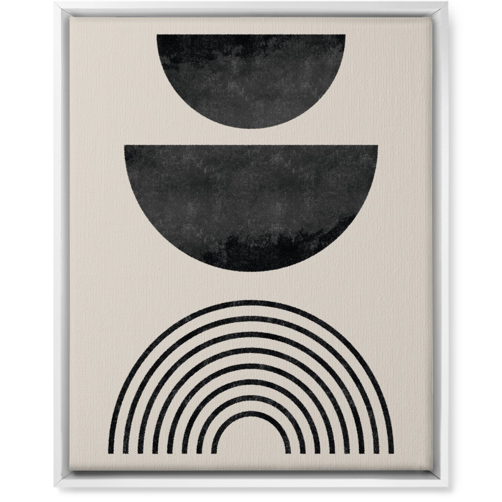 Minimal Geometric and Rainbow - Neutral Wall Art, White, Single piece, Canvas, 16x20, Beige, Pearl