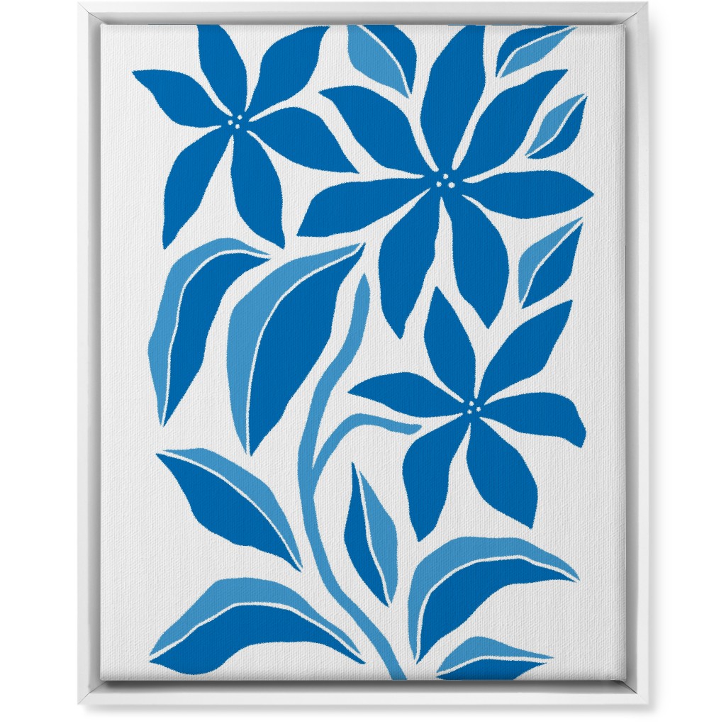 Minimalist Block Botanical Floral - Blue Wall Art, White, Single piece, Canvas, 16x20, Blue, True Blue