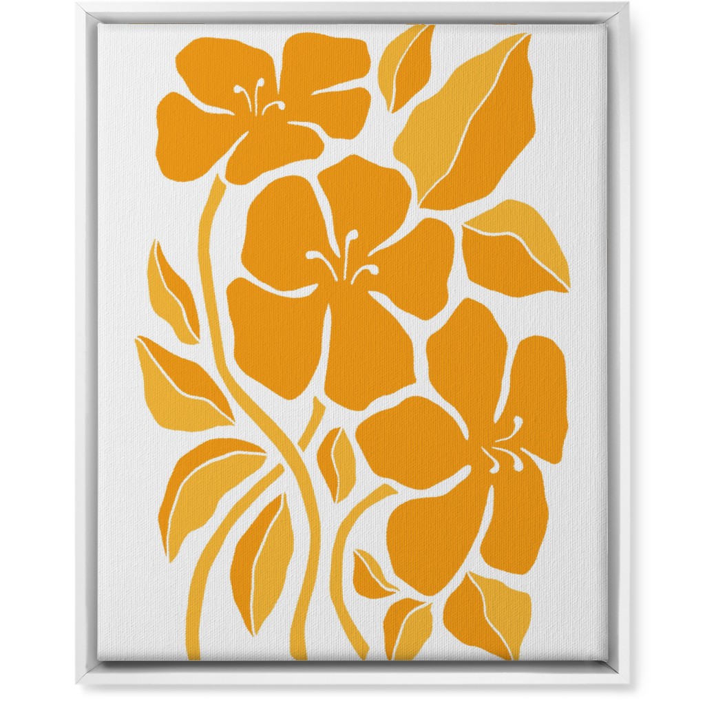 Minimalist Block Hibiscus Floral - Yellow Wall Art, White, Single piece, Canvas, 16x20, Orange