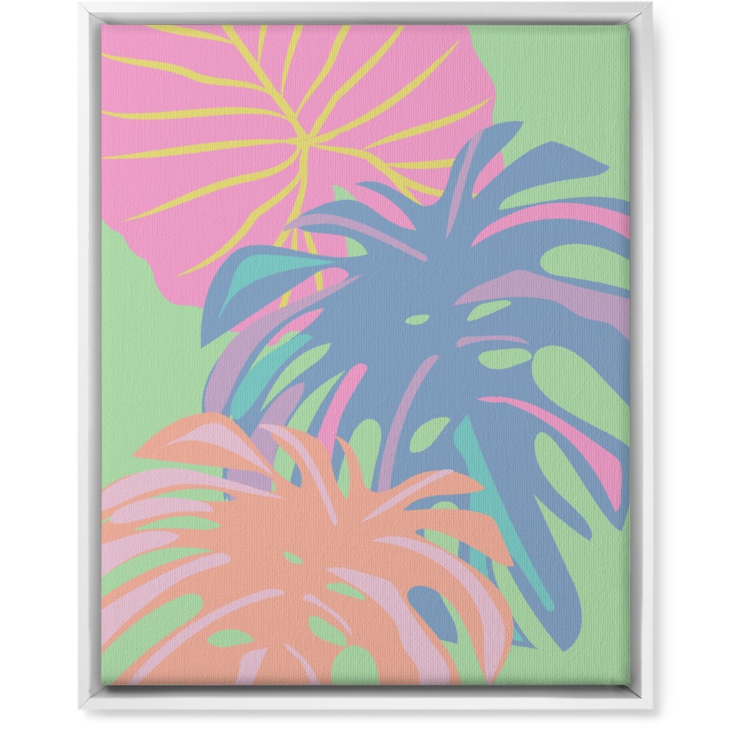Bold Tropical Leaves - Multi Wall Art, White, Single piece, Canvas, 16x20, Multicolor