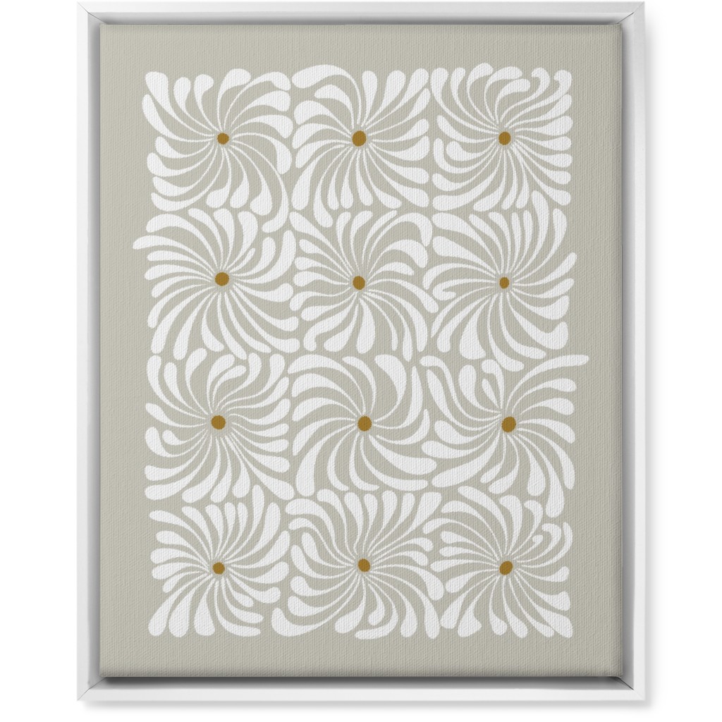 Mod Daisy Grid Wall Art, White, Single piece, Canvas, 16x20, Gray, Pebble