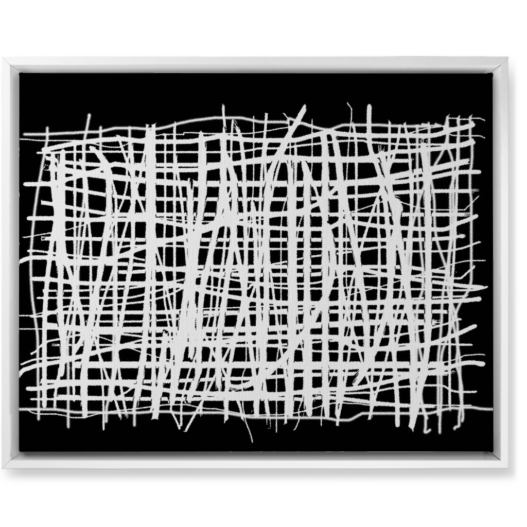 Woven Abstraction - White on Black Wall Art, White, Single piece, Canvas, 16x20, Black, Black