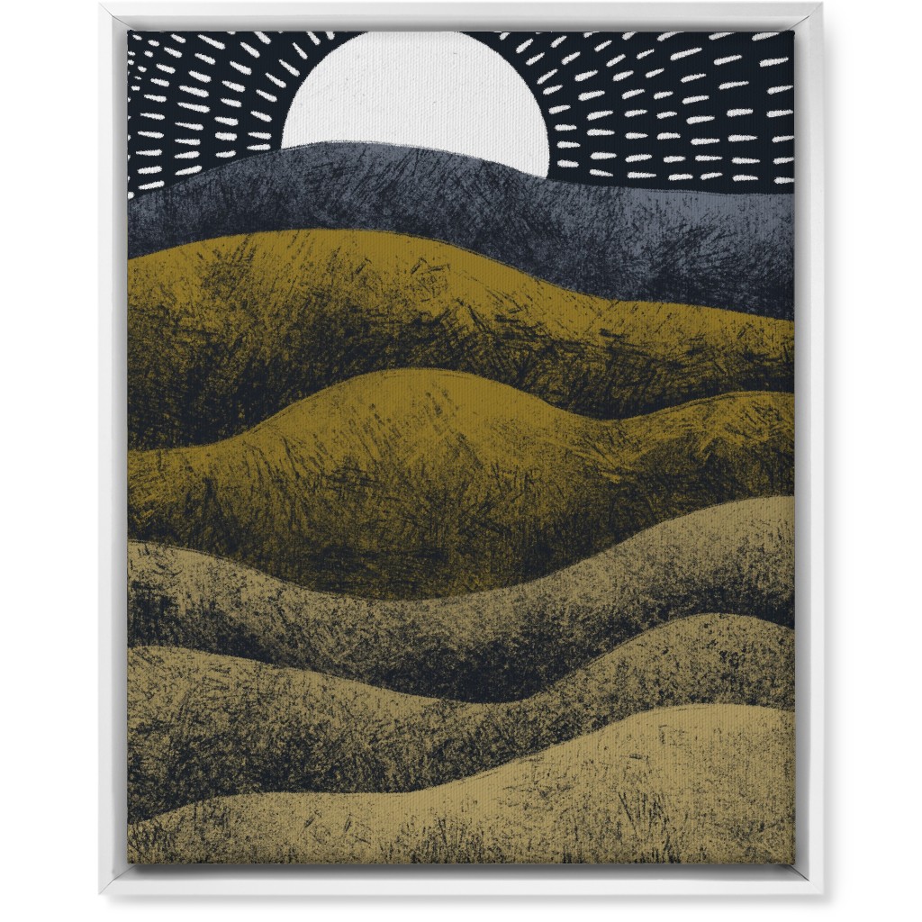 Moonrise Over Rolling Hills - Earth Tones Wall Art, White, Single piece, Canvas, 16x20, Multicolor