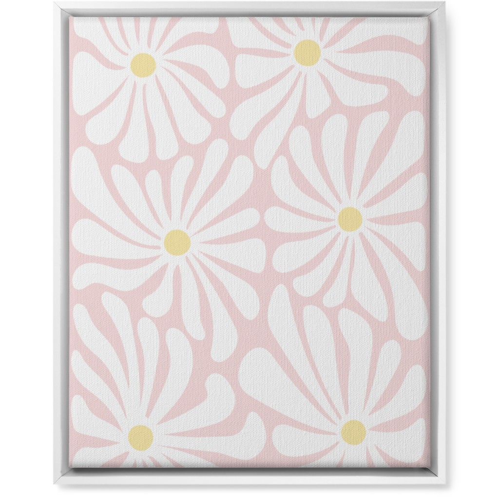 Retro Daisies Wall Art, White, Single piece, Canvas, 16x20, Pink, Pearl