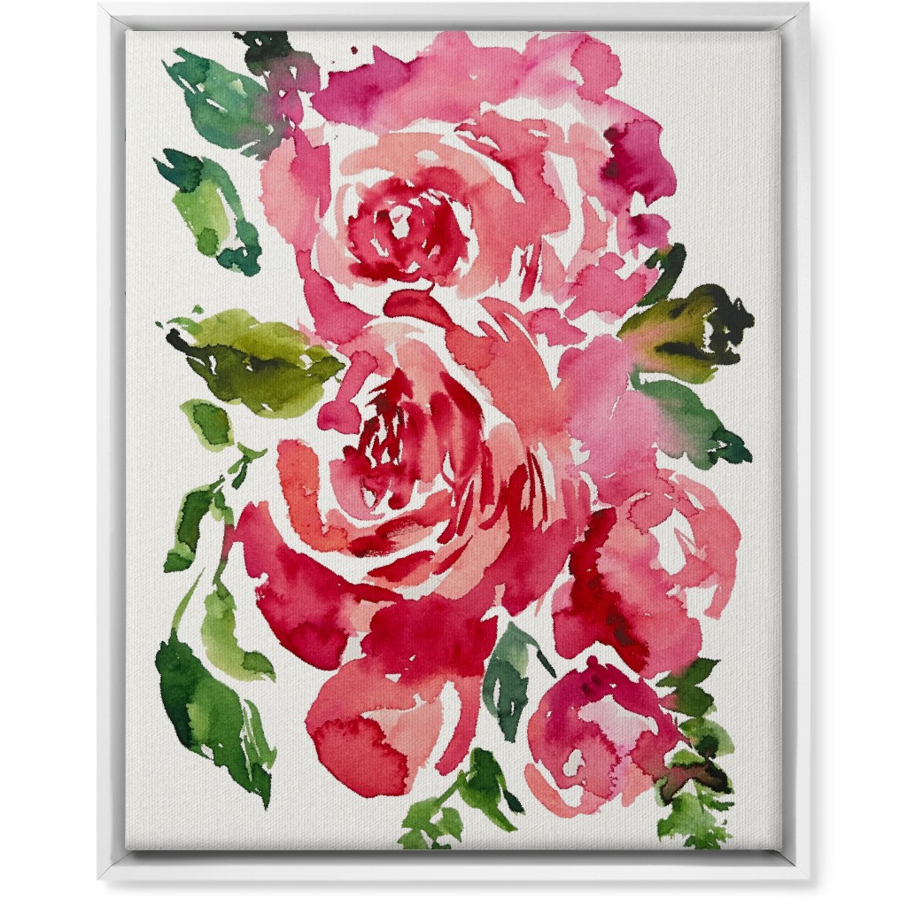 Watercolor Roses - Red Wall Art, White, Single piece, Canvas, 16x20, Pink