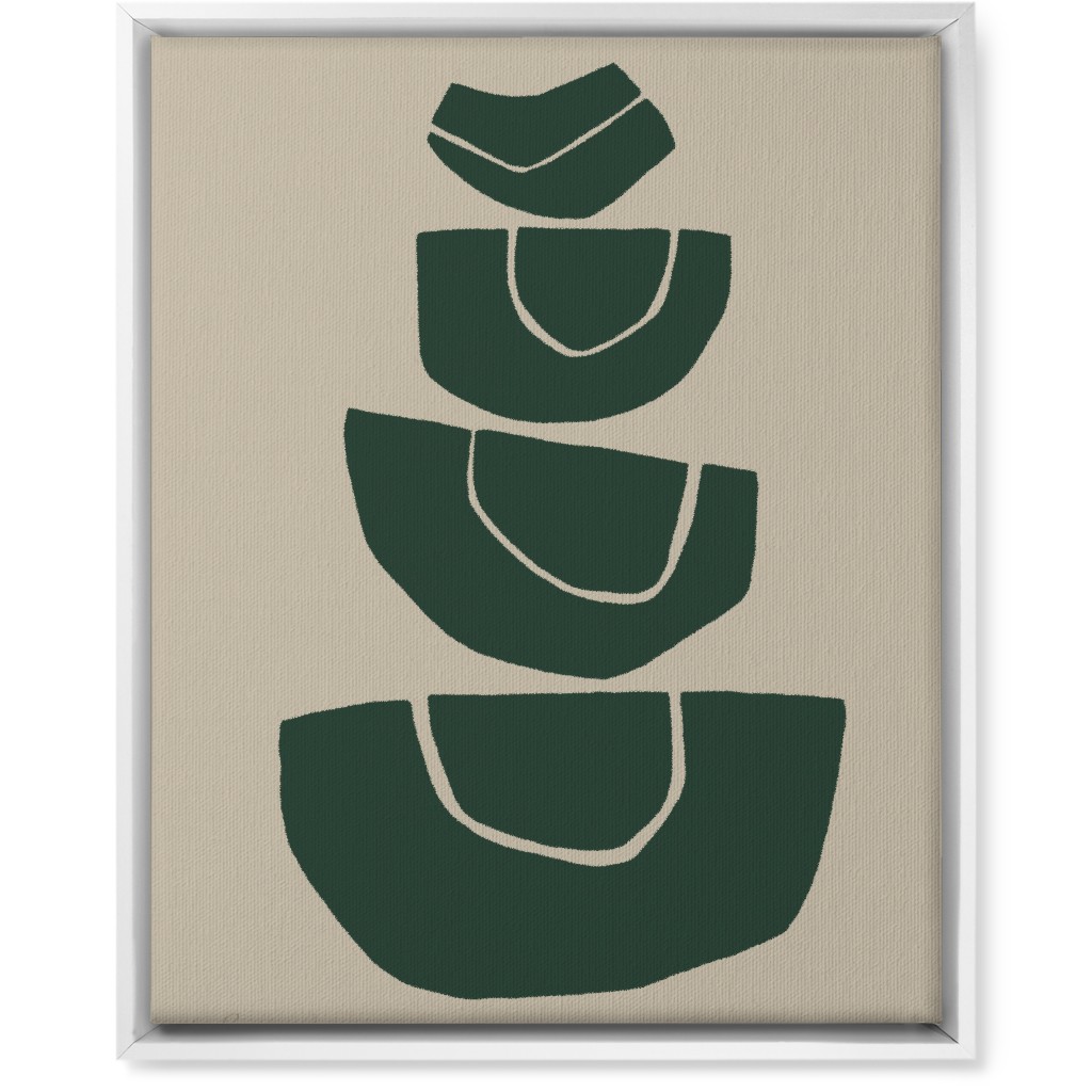 Geometric Stack Abstract Wall Art, White, Single piece, Canvas, 16x20, Green