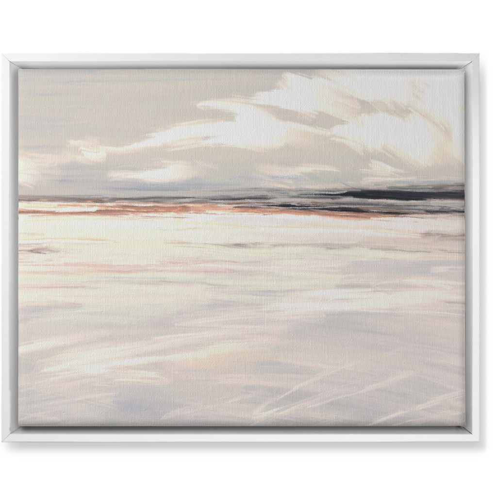 Ocean Sunset Seascape - Neutral Wall Art, White, Single piece, Canvas, 16x20, Blue