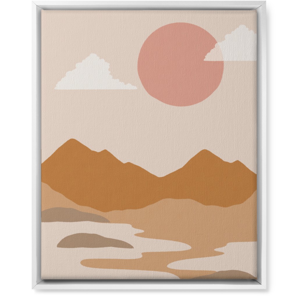Abstract Mountain Landscape - Neutral Wall Art, White, Single piece, Canvas, 16x20, Orange, Orange
