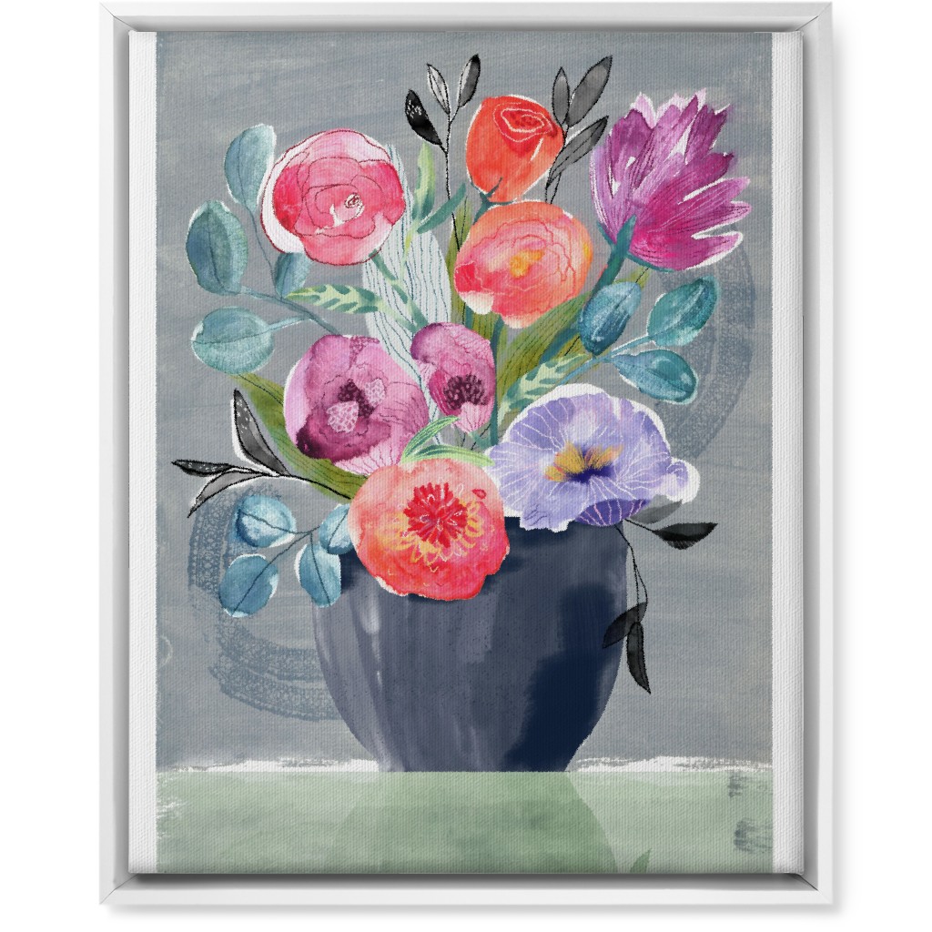 Floral Still Life - Multi Wall Art, White, Single piece, Canvas, 16x20, Multicolor