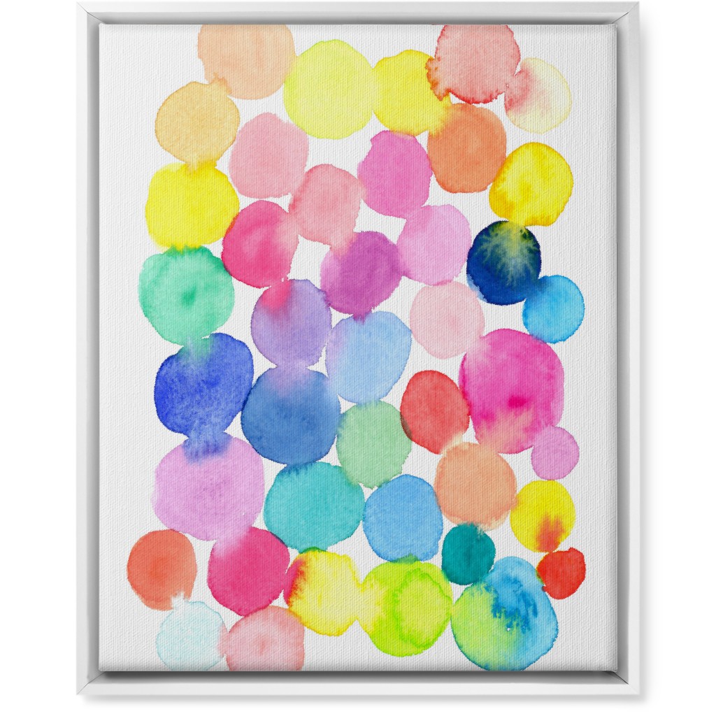 Watercolor Circles Wall Art, White, Single piece, Canvas, 16x20, Multicolor, Bright Pink