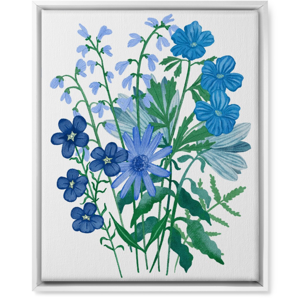 Bouquet of Flowers - Blue Wall Art, White, Single piece, Canvas, 16x20, Blue