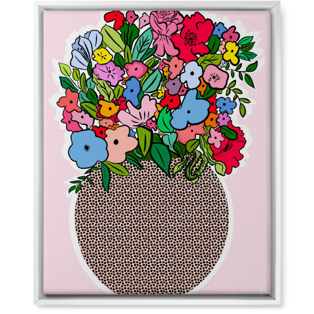 Pretty Happy - Multi on Pink Wall Art, White, Single piece, Canvas, 16x20, Pink