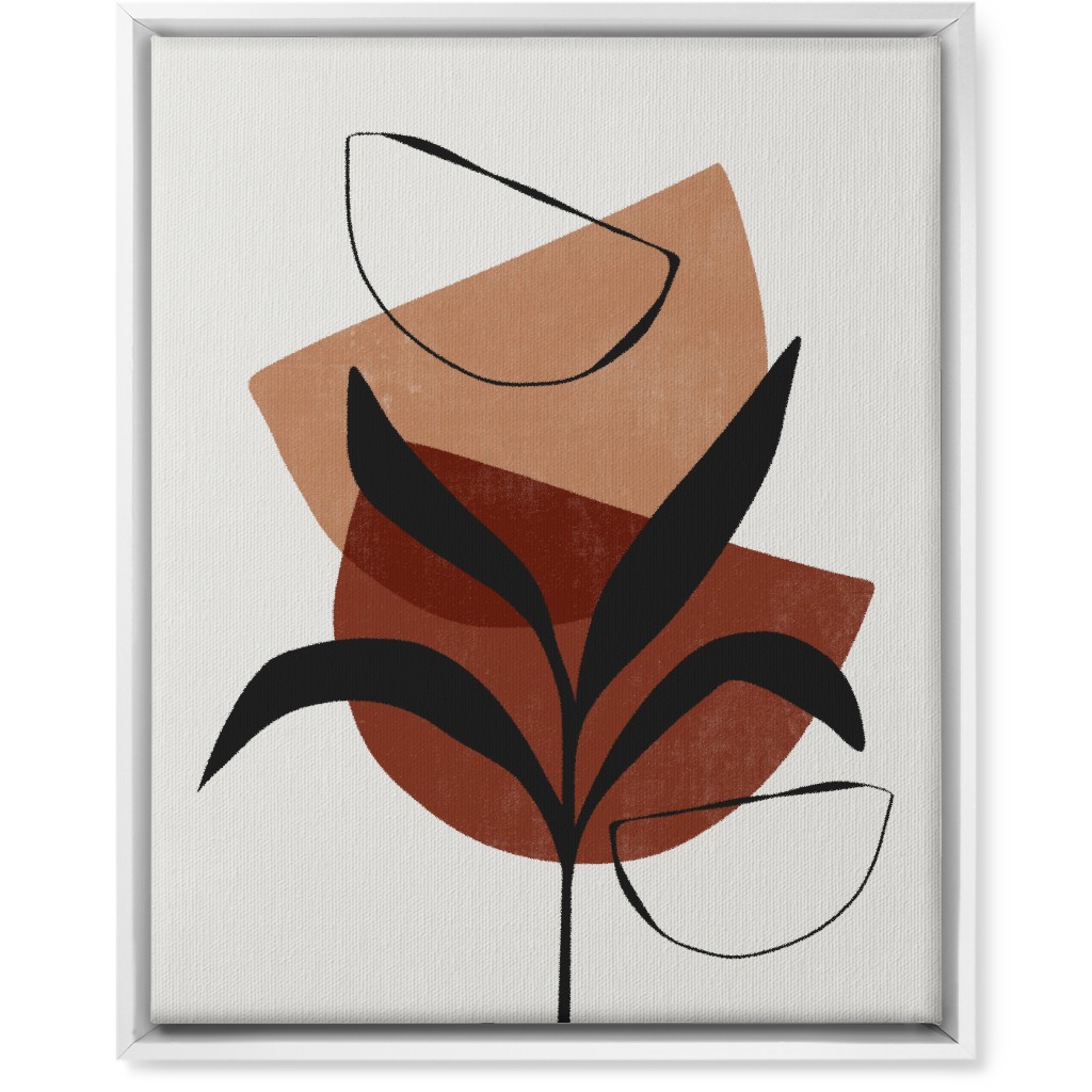 Abstract Leaf Silhouette - Terracotta and Ivory Wall Art, White, Single piece, Canvas, 16x20, Brown, Brown