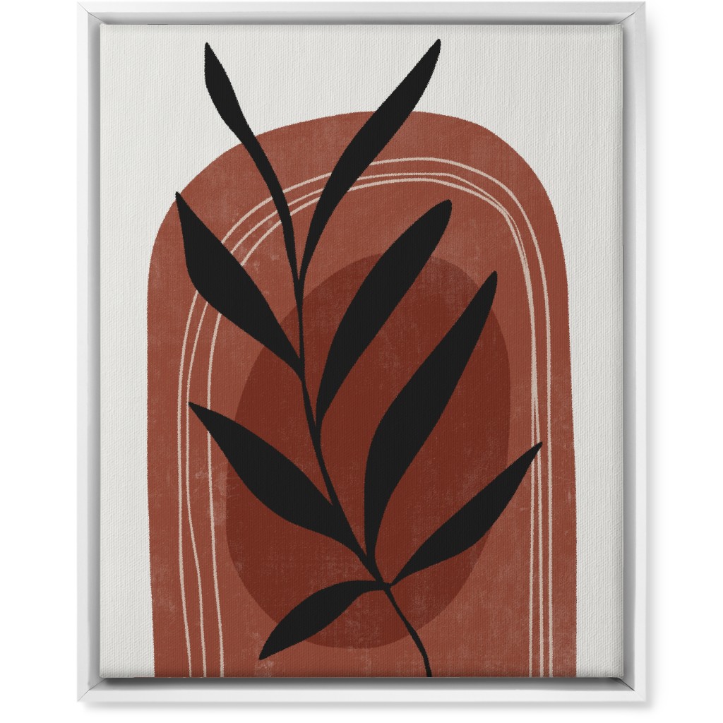 Abstract Leaf Sunrise - Terracotta and Ivory Wall Art, White, Single piece, Canvas, 16x20, Brown