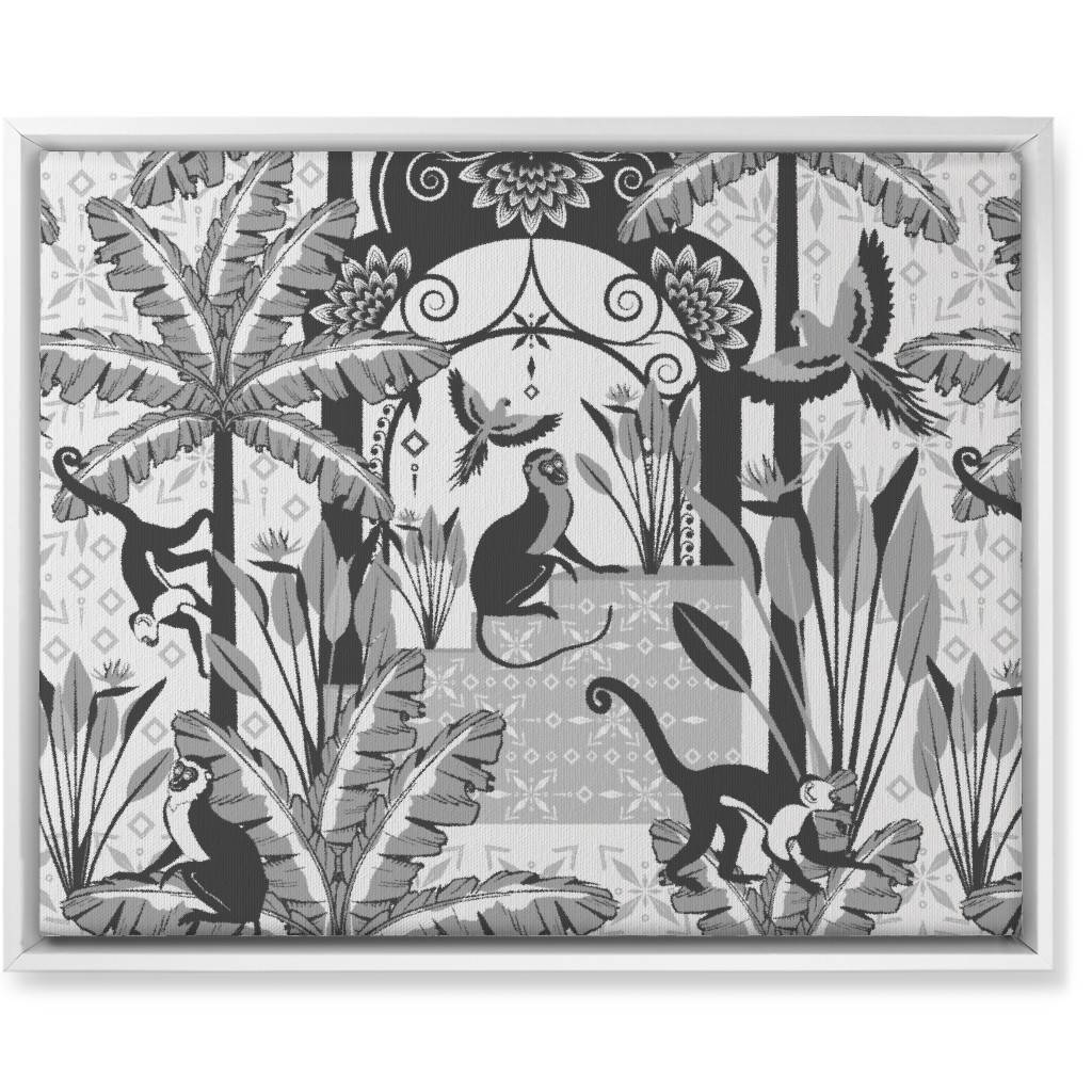 Exotic Tropical Garden Wall Art, White, Single piece, Canvas, 16x20, Gray, Smoke