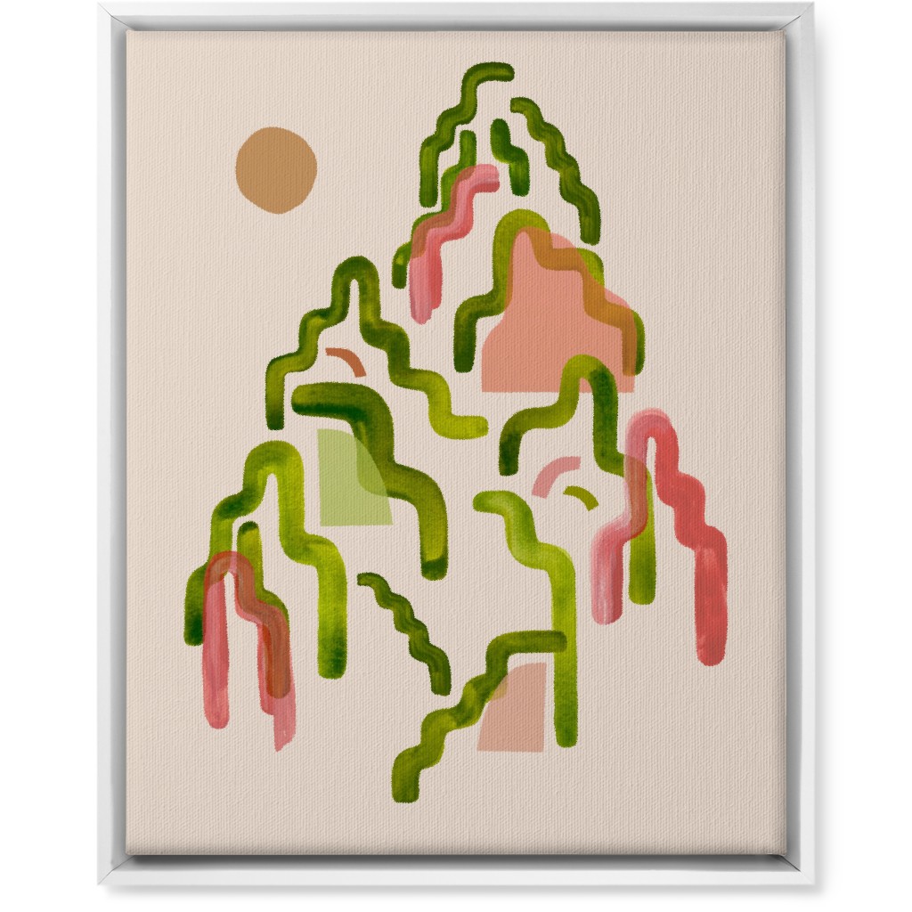 Forest Watercolor - Green and Pink Wall Art, White, Single piece, Canvas, 16x20, Multicolor