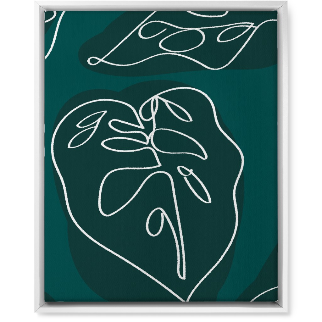 Minimalist Modern Line Art Monstera - Green Wall Art, White, Single piece, Canvas, 16x20, Green