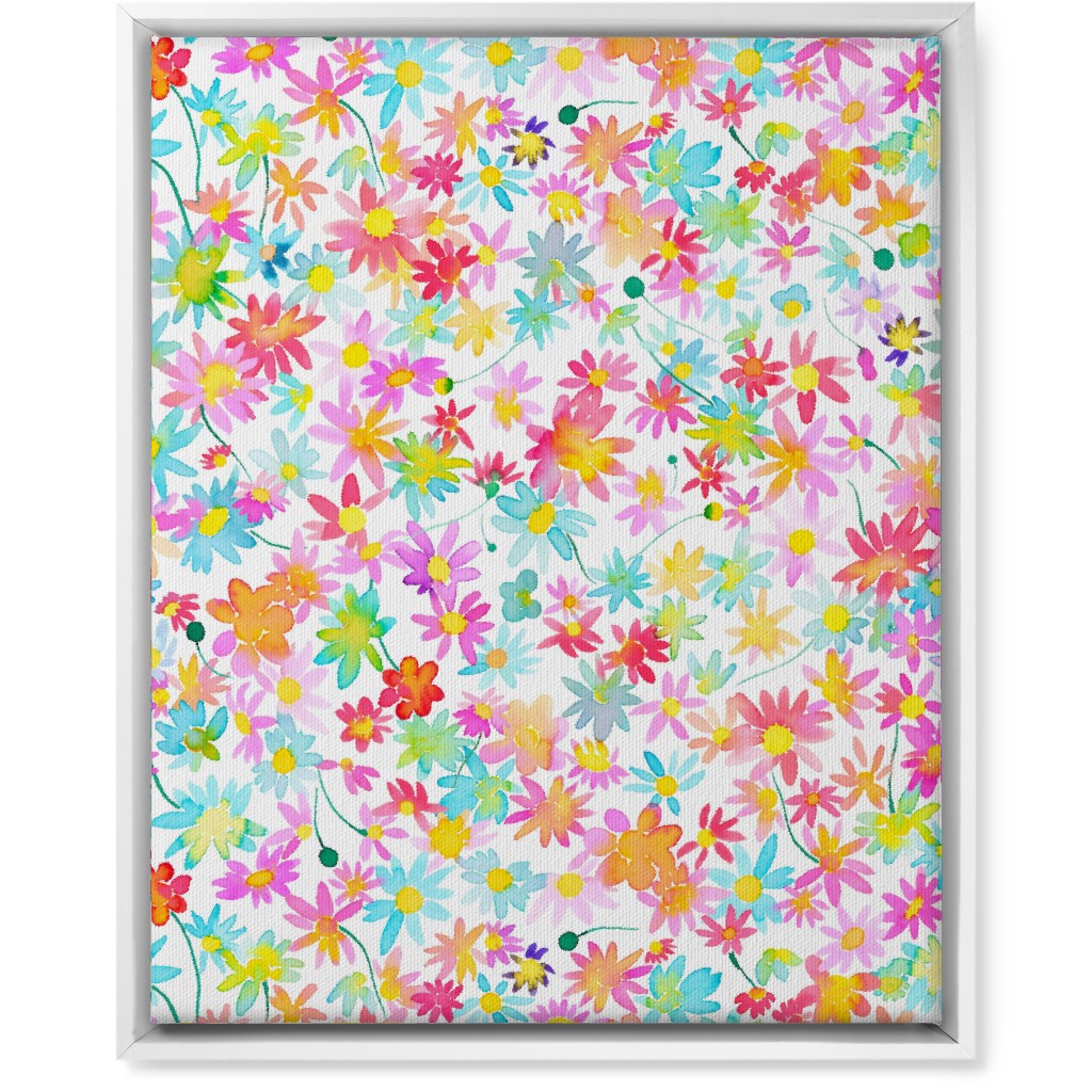 Spring Watercolor Daisies - Multi Wall Art, White, Single piece, Canvas, 16x20, Multicolor