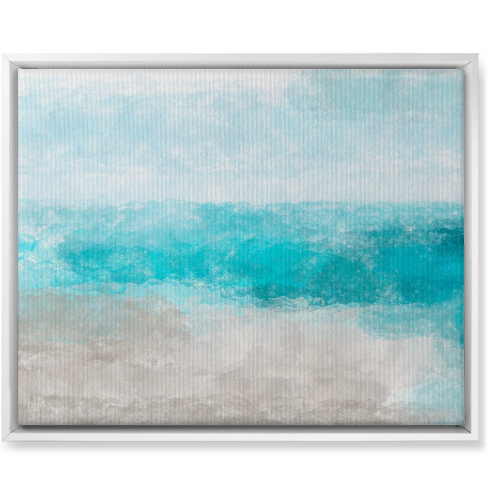 Beach Painting - Blue and Tan Wall Art, White, Single piece, Canvas, 16x20, Blue
