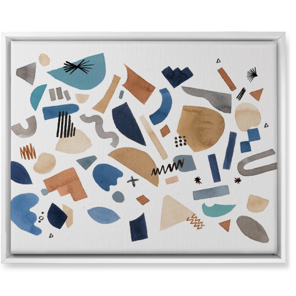 Geometric Abstract Pieces - Blue Wall Art, White, Single piece, Canvas, 16x20, Multicolor