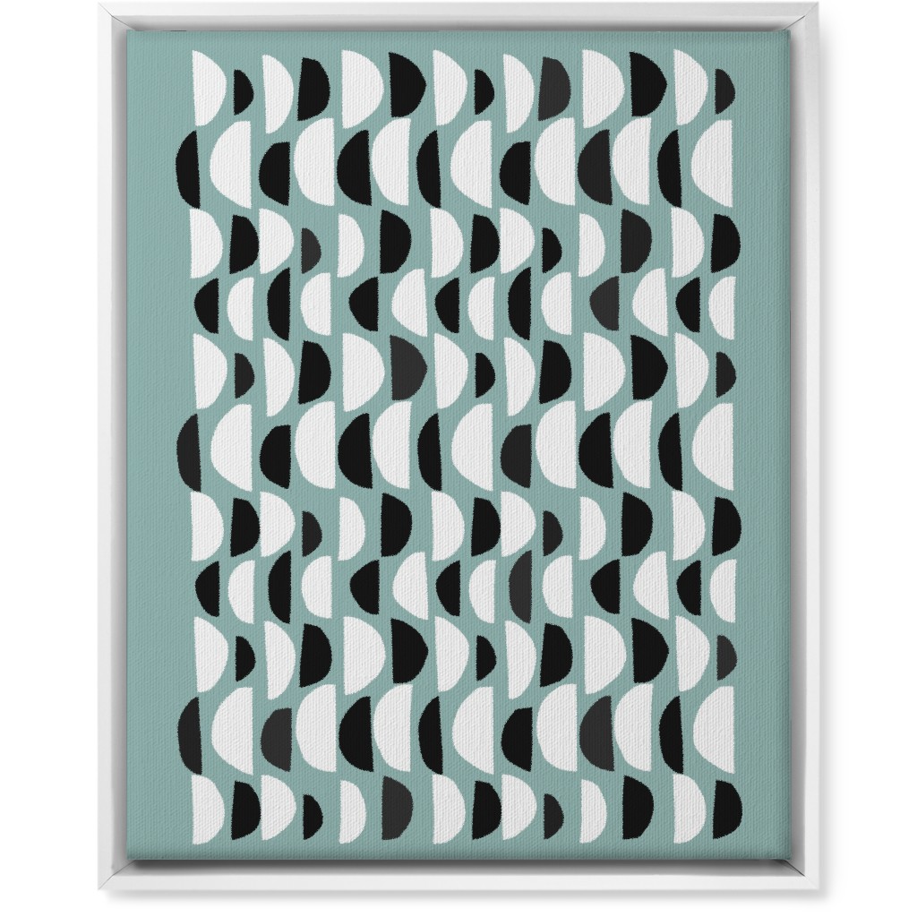Abstract Scandi Half Moons - Green Wall Art, White, Single piece, Canvas, 16x20, Green, Classic Green