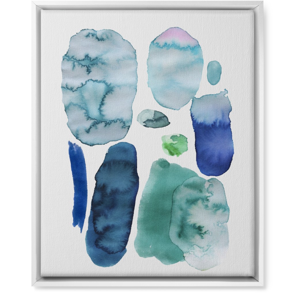 Watercolor Abstract Scandi - Blue and Green Wall Art, White, Single piece, Canvas, 16x20, Blue