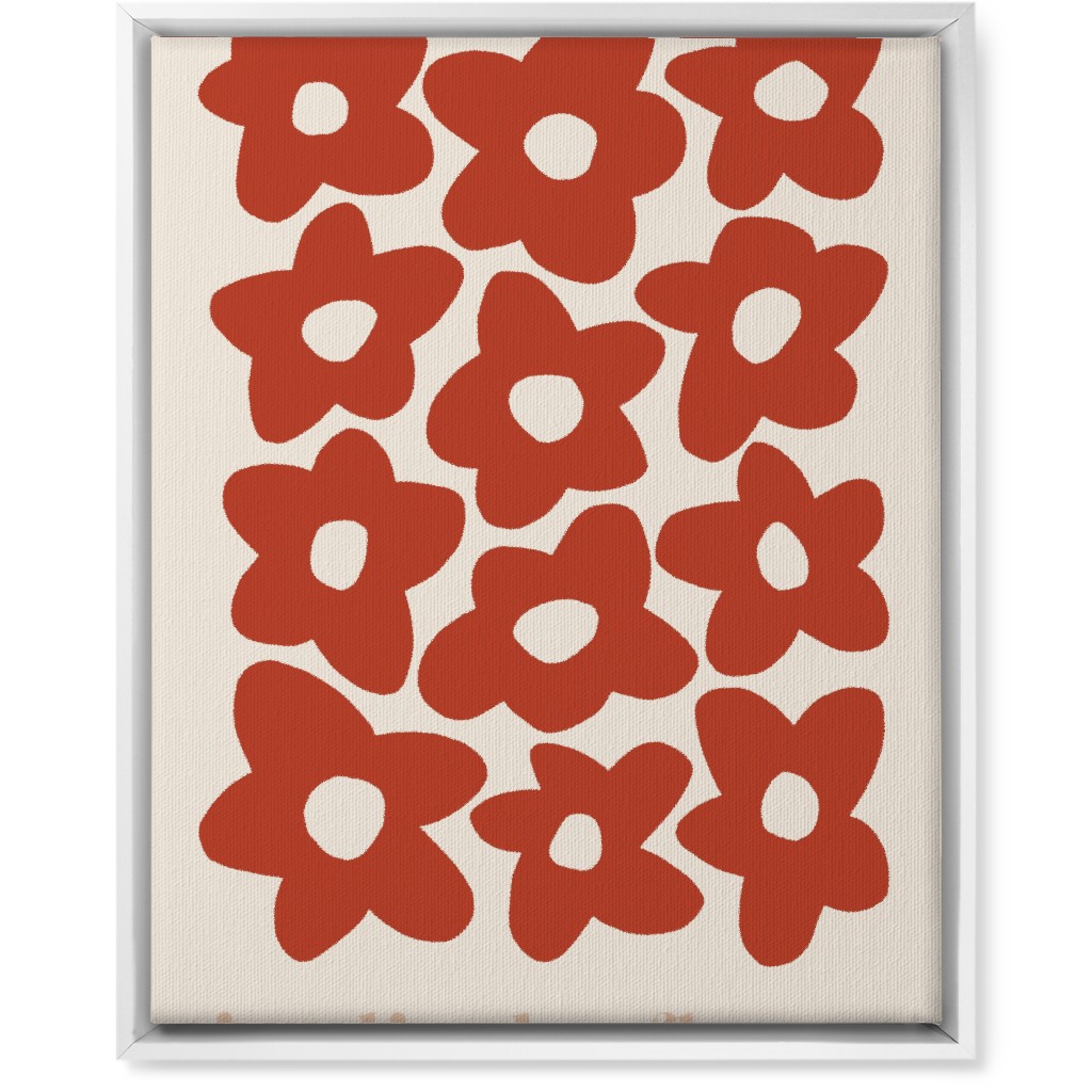 Botanical Graphic Retro Flower Garden Wall Art, White, Single piece, Canvas, 16x20, Red