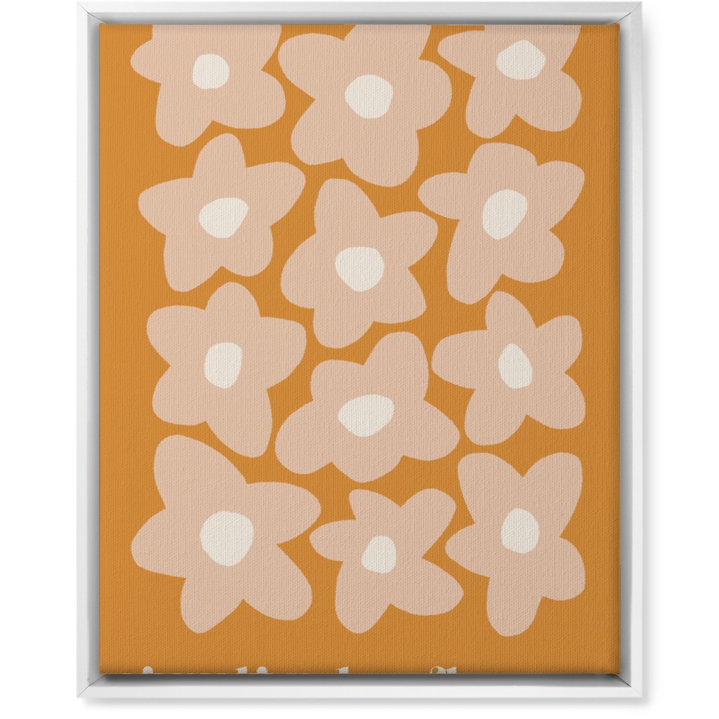 Botanical Graphic Retro Flower Garden Wall Art, White, Single piece, Canvas, 16x20, Orange
