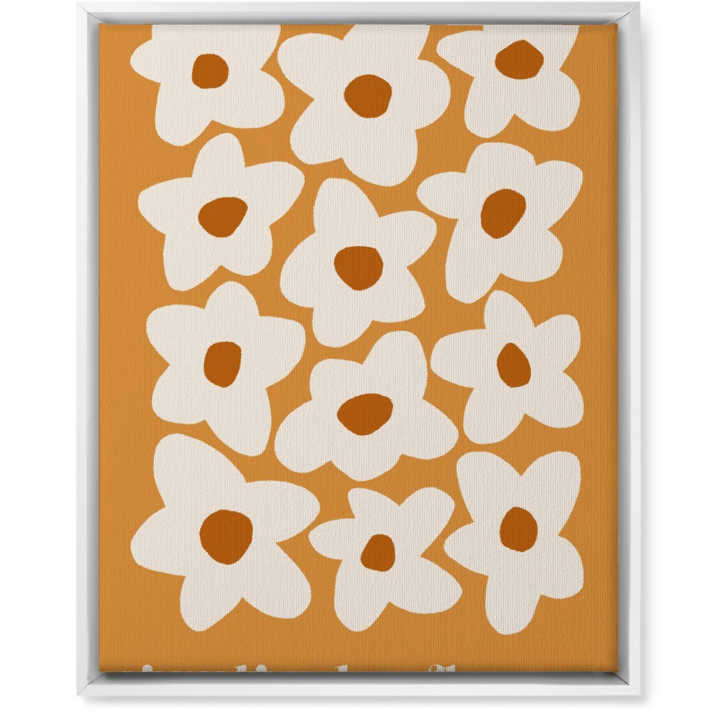 Botanical Graphic Retro Flower Garden Wall Art, White, Single piece, Canvas, 16x20, Orange, Amber
