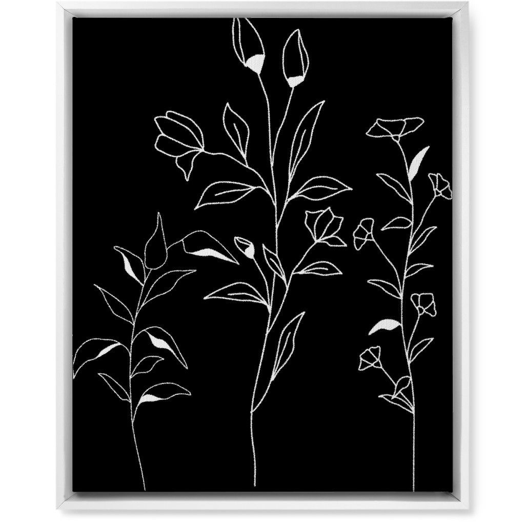 Wildflower Botanical - Black and White Wall Art, White, Single piece, Canvas, 16x20, Black