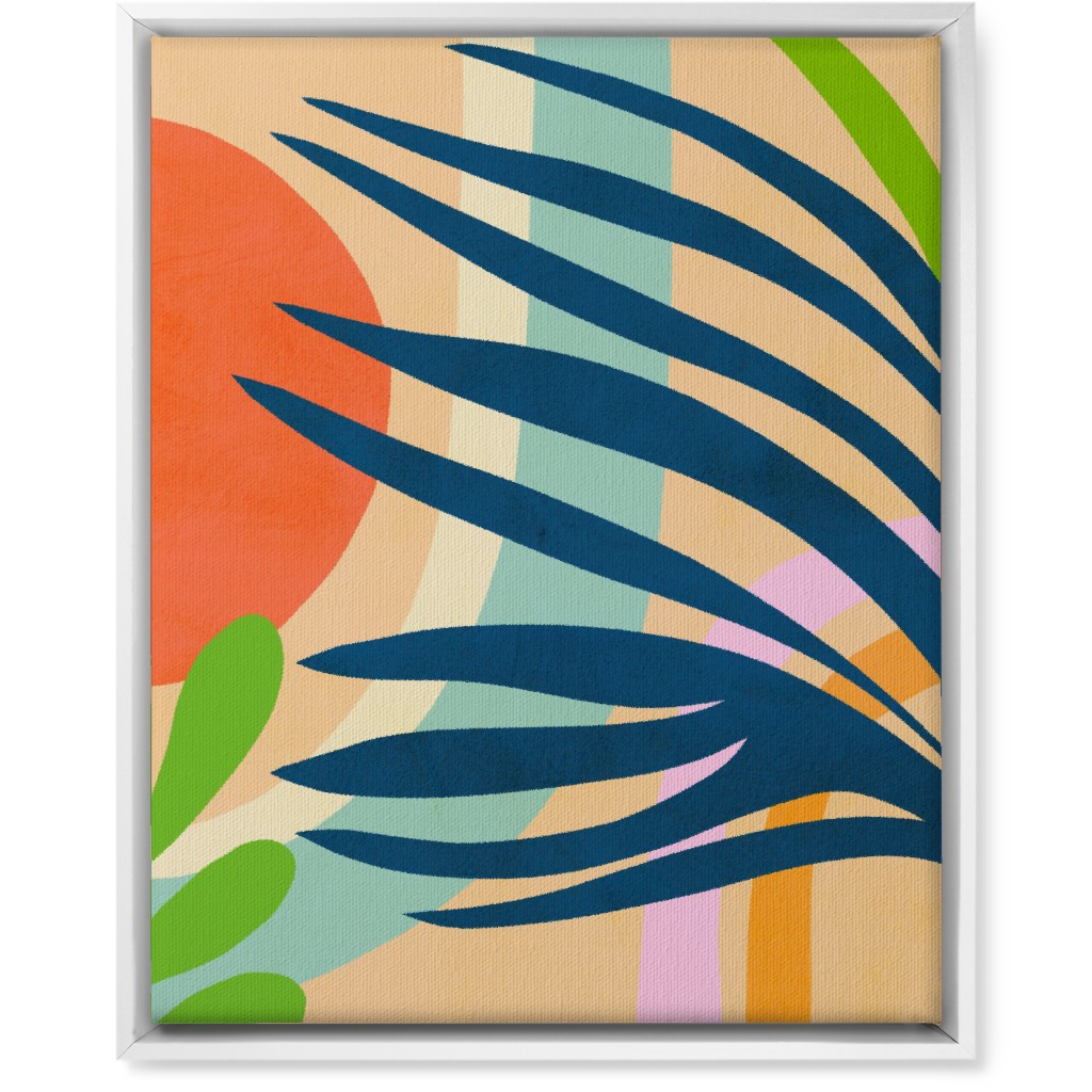 Palm, Sun and Rainbow Tropical Botanicals - Multi Wall Art, White, Single piece, Canvas, 16x20, Multicolor