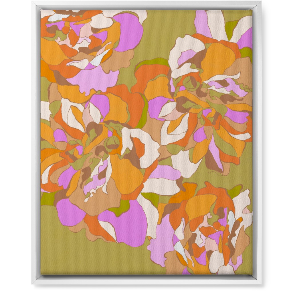 Maxi Boho Peonies Wall Art, White, Single piece, Canvas, 16x20, Orange, Mantis