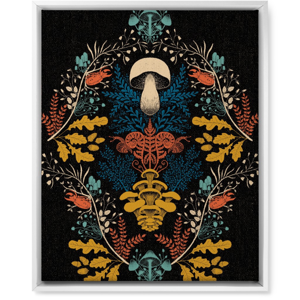 Mushroom Forest Wall Art, White, Single piece, Canvas, 16x20, Multicolor, Coal