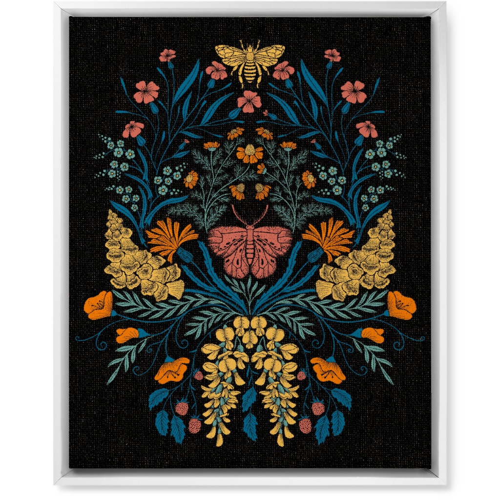 Wildflowers Wall Art, White, Single piece, Canvas, 16x20, Multicolor, Coal